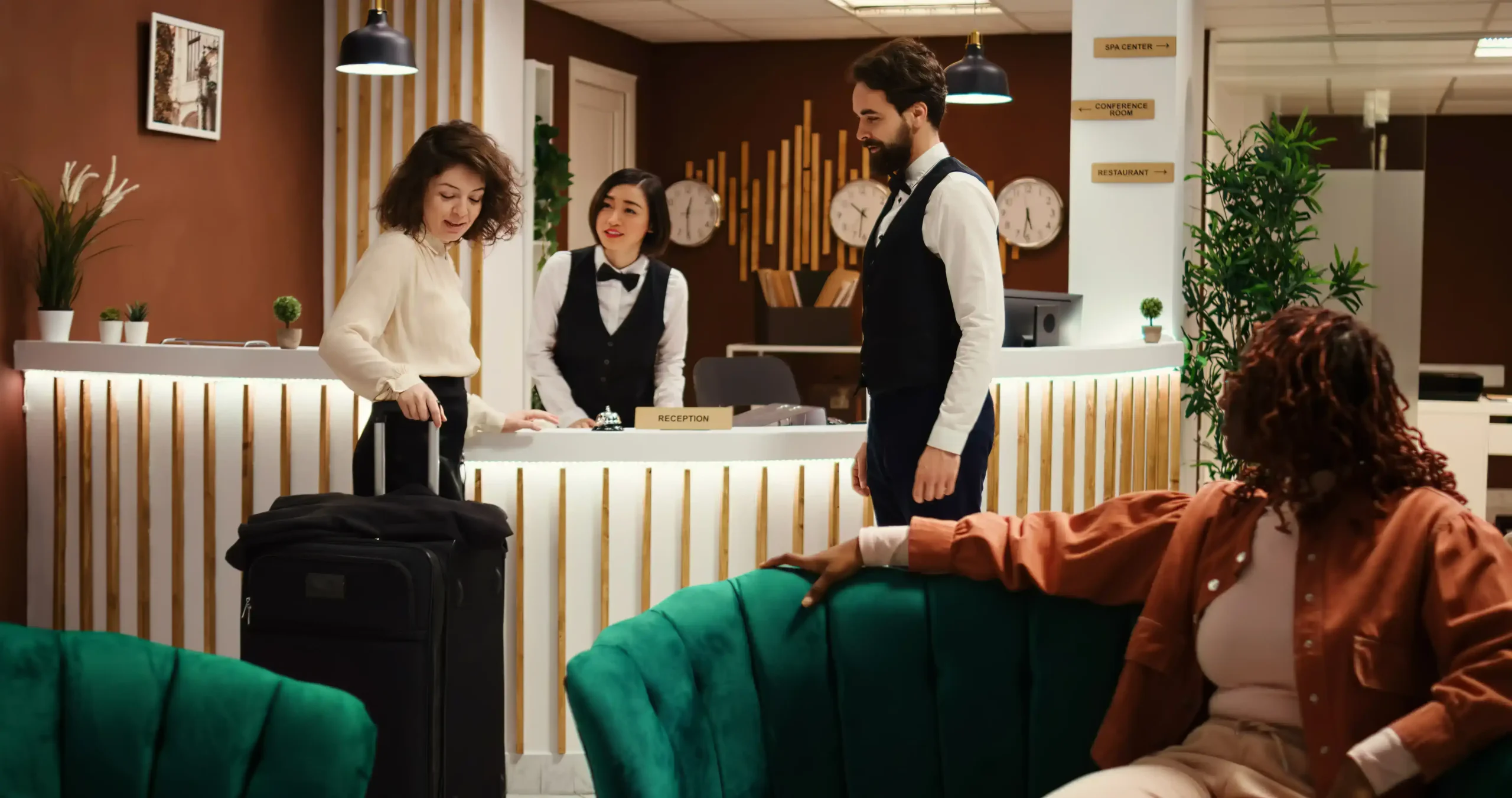 Tourists at hotel